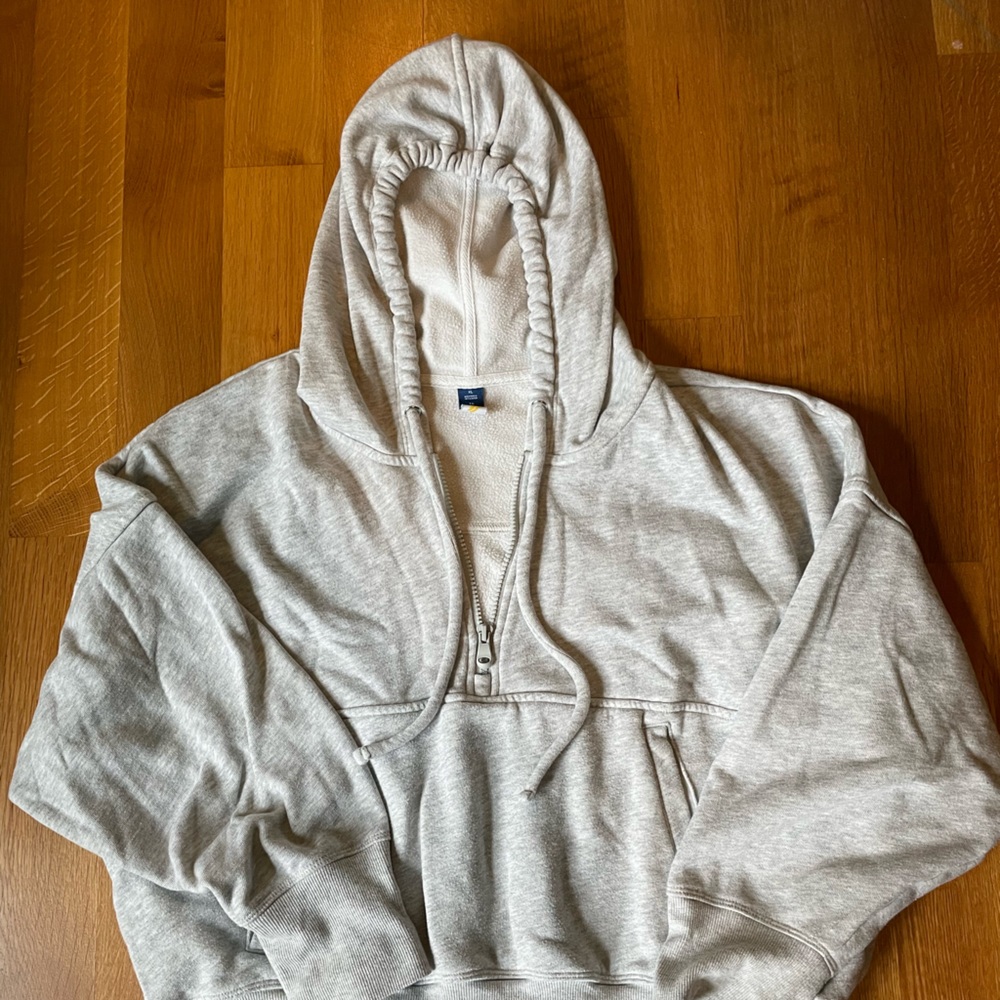 Grey Quarter-Zipped Hoodie